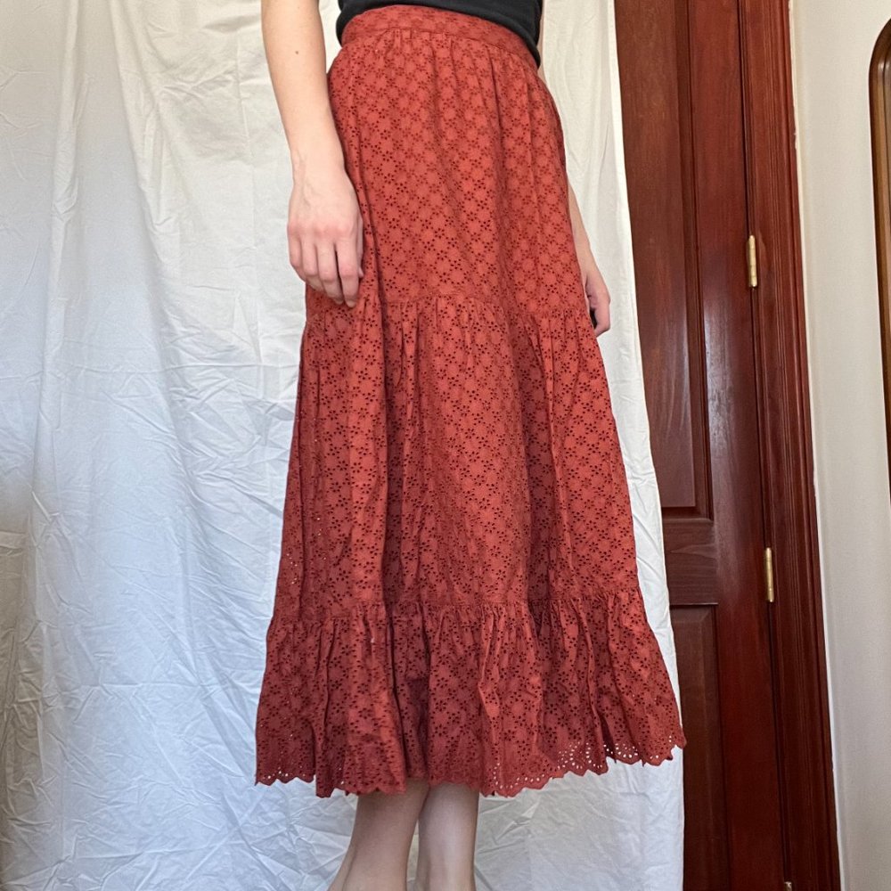 Ulla Johnson eyelet skirt in Burnt Orange
